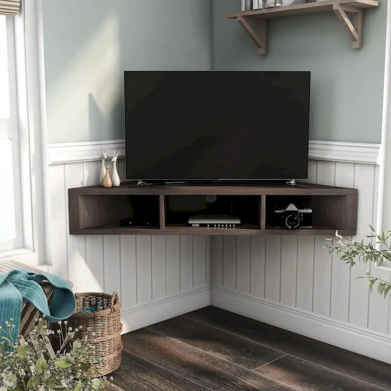 Sukhumi Transitional 47-inch 3-Shelf Wall-Mounted Corner TV Console