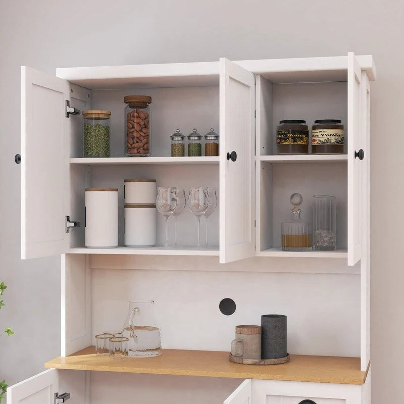71 Kitchen Pantry Storage Cabinet with Adjustable Shelves, 6 Doors and 1 Drawer